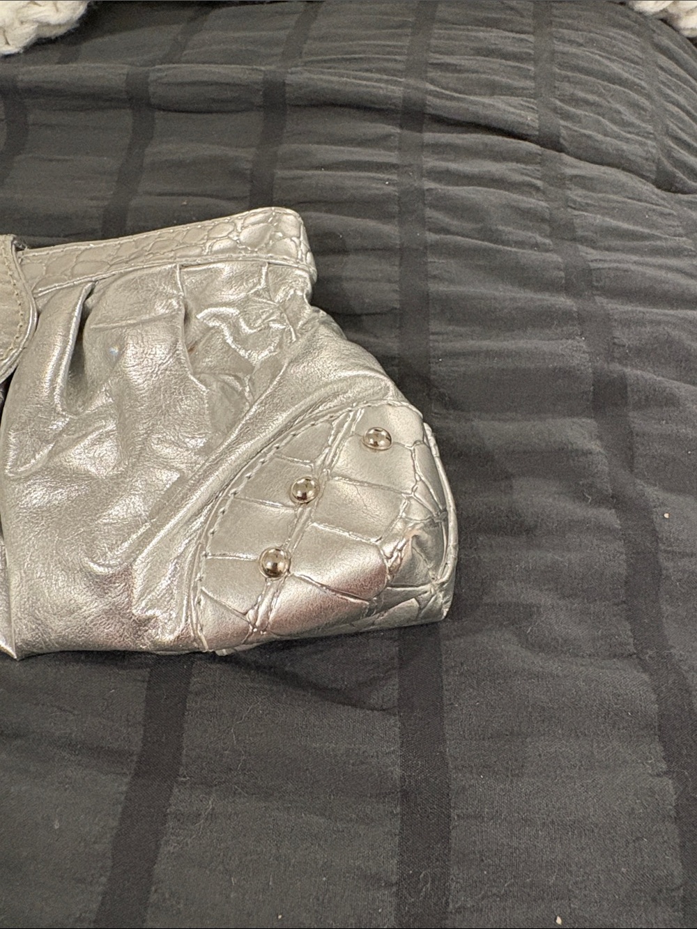 Silver Rhinestone Accent Wristlet Clutch - Picture 2 of 9